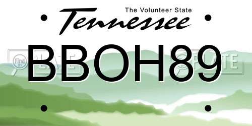 BBOH89 Tennessee License Plate
