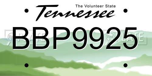 BBP9925 Tennessee License Plate