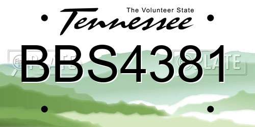 BBS4381 Tennessee License Plate