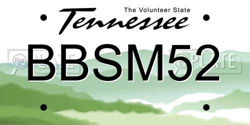 BBSM52 Tennessee License Plate