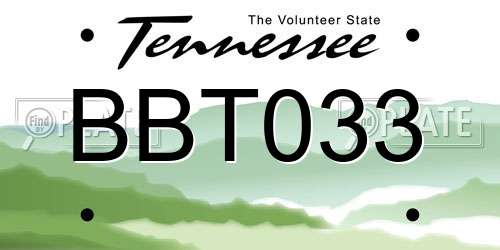 BBT033 Tennessee License Plate