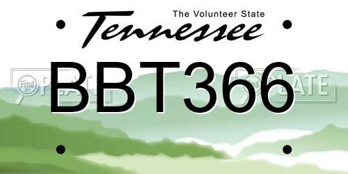 BBT366 Tennessee License Plate