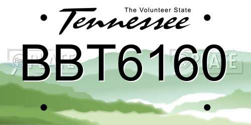 BBT6160 Tennessee License Plate