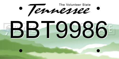BBT9986 Tennessee License Plate