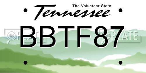 BBTF87 Tennessee License Plate