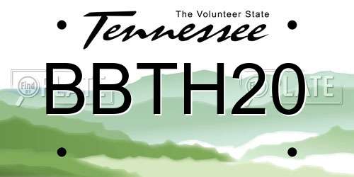 BBTH20 Tennessee License Plate