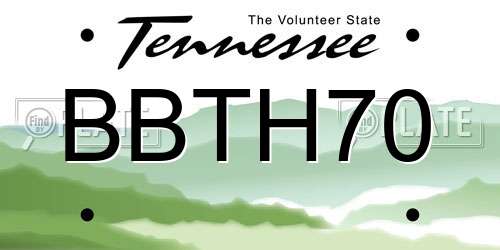 BBTH70 Tennessee License Plate