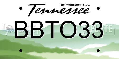 BBTO33 Tennessee License Plate