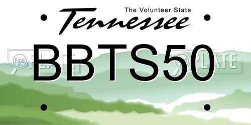 BBTS50 Tennessee License Plate