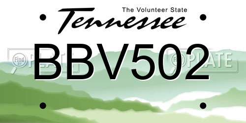 BBV502 Tennessee License Plate