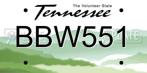 BBW551 Tennessee License Plate