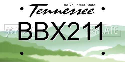 BBX211 Tennessee License Plate
