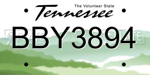 BBY3894 Tennessee License Plate
