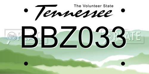 BBZ033 Tennessee License Plate