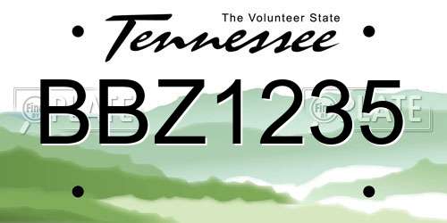 BBZ1235 Tennessee License Plate