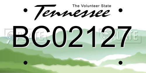 BC02127 Tennessee License Plate