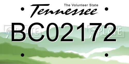 BC02172 Tennessee License Plate