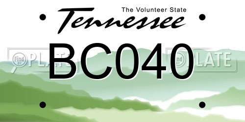 BC040 Tennessee License Plate