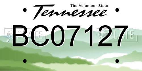 BC07127 Tennessee License Plate