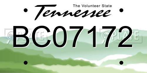BC07172 Tennessee License Plate