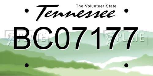 BC07177 Tennessee License Plate