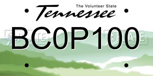 BC0P100 Tennessee License Plate