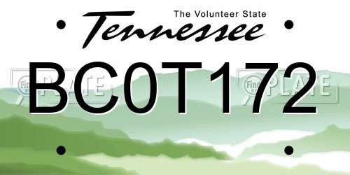 BC0T172 Tennessee License Plate