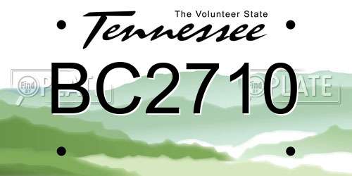 BC2710 Tennessee License Plate
