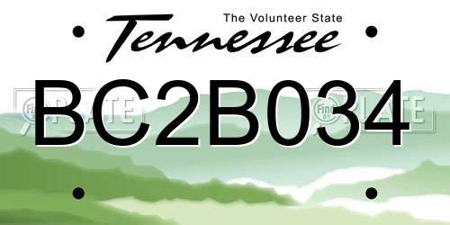 BC2B034 Tennessee License Plate