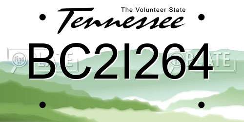 BC2I264 Tennessee License Plate