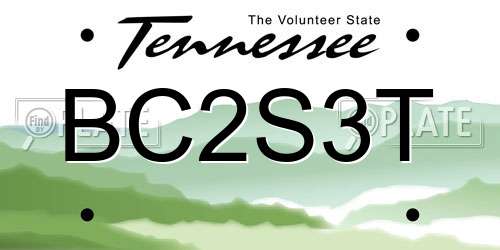 BC2S3T Tennessee License Plate