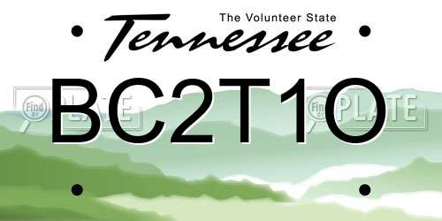 BC2T1O Tennessee License Plate
