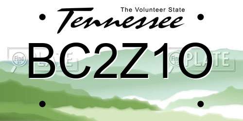 BC2Z1O Tennessee License Plate