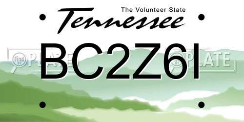 BC2Z6I Tennessee License Plate