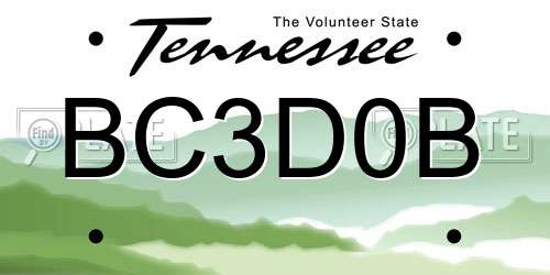 BC3D0B Tennessee License Plate