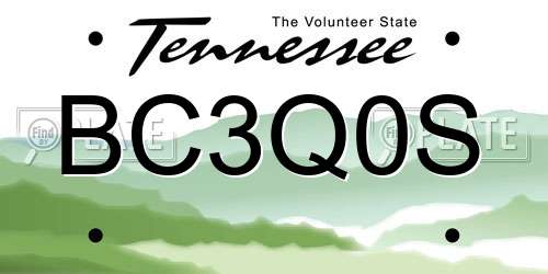 BC3Q0S Tennessee License Plate