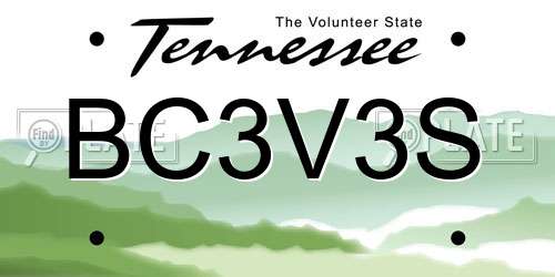 BC3V3S Tennessee License Plate