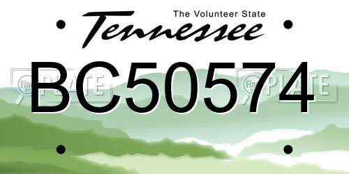 BC50574 Tennessee License Plate
