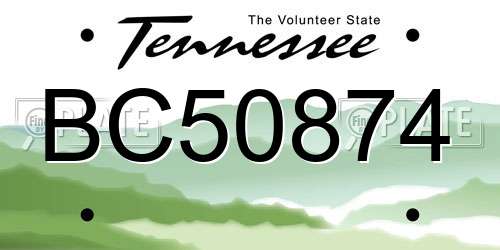 BC50874 Tennessee License Plate
