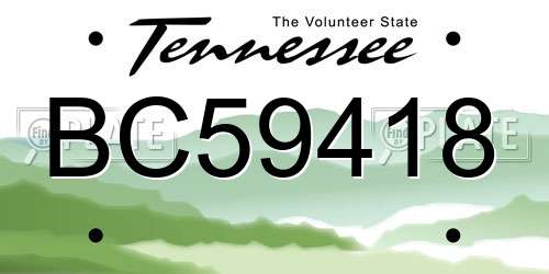 BC59418 Tennessee License Plate