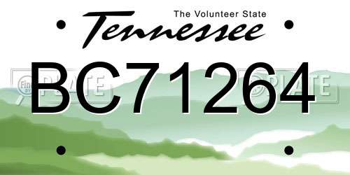 BC71264 Tennessee License Plate