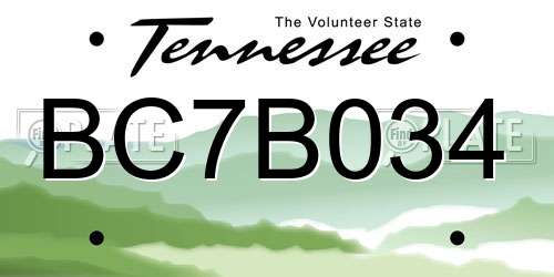BC7B034 Tennessee License Plate