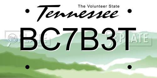 BC7B3T Tennessee License Plate