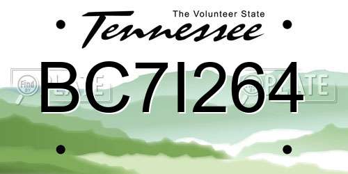 BC7I264 Tennessee License Plate