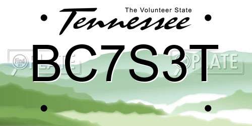BC7S3T Tennessee License Plate