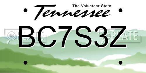BC7S3Z Tennessee License Plate