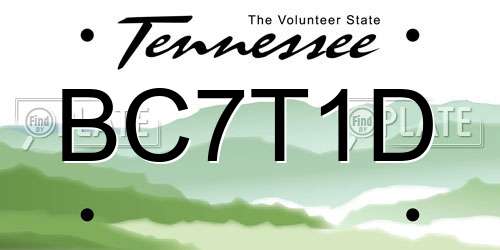 BC7T1D Tennessee License Plate