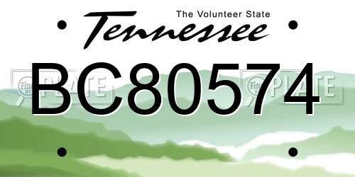 BC80574 Tennessee License Plate