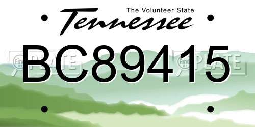 BC89415 Tennessee License Plate