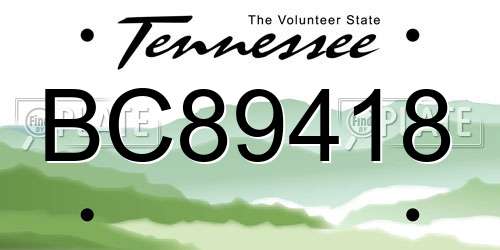 BC89418 Tennessee License Plate